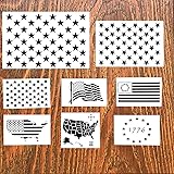 DmHirmg 8pcs American Flag Stencil Plastic Stencil Template,DIY Drawing Painting Craft Projects(8 Pack)