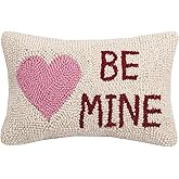 Peking Handicraft 30KSL727C12OB Be Mine Heart Hook Wool and Cotton Pillow, 8 X 12' inch, Multicolor