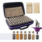 Klmnop 60 Slots Seed Storage Organizer with 20 Seed Envelopes, Seeds Storage Box with Double Zipper Bag Label Stickers Funnel for Flower Vegetable(Black)