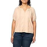 Lucky Brand Womens Lace Inset Peasant Blouse