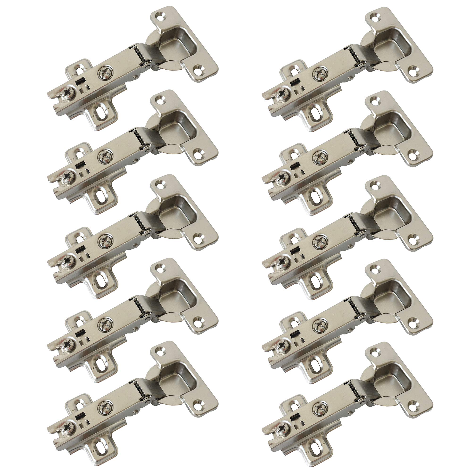 LIKERAINY 95 Degree Standard Full Overlay Hinges 35mm with Slide-on Assembly Kitchen Cabinet Cupboard Wardrobe Door Hinge Pack of 10