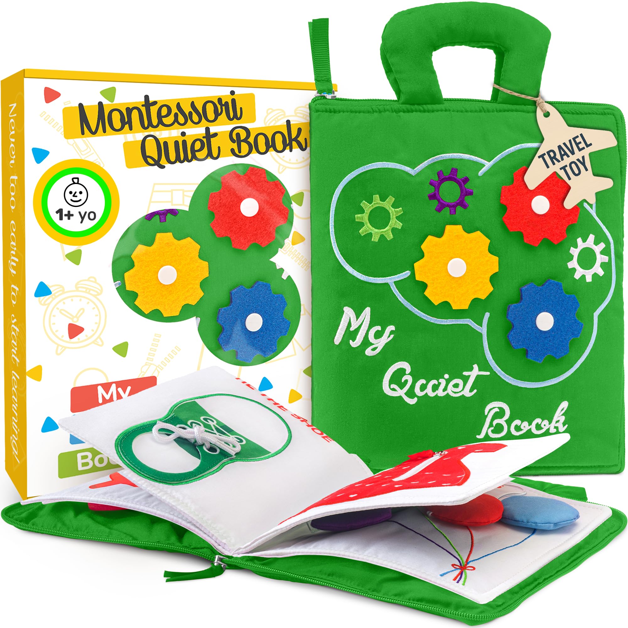 Photo 1 of deMoca Montessori Busy Book Toddler Travel Toys 1-3 - Activity Quiet Book Airplane Travel Toys for Toddlers 1-3, Busy Board with Car and Plane Activities, Boys & Girls Birthday Gift