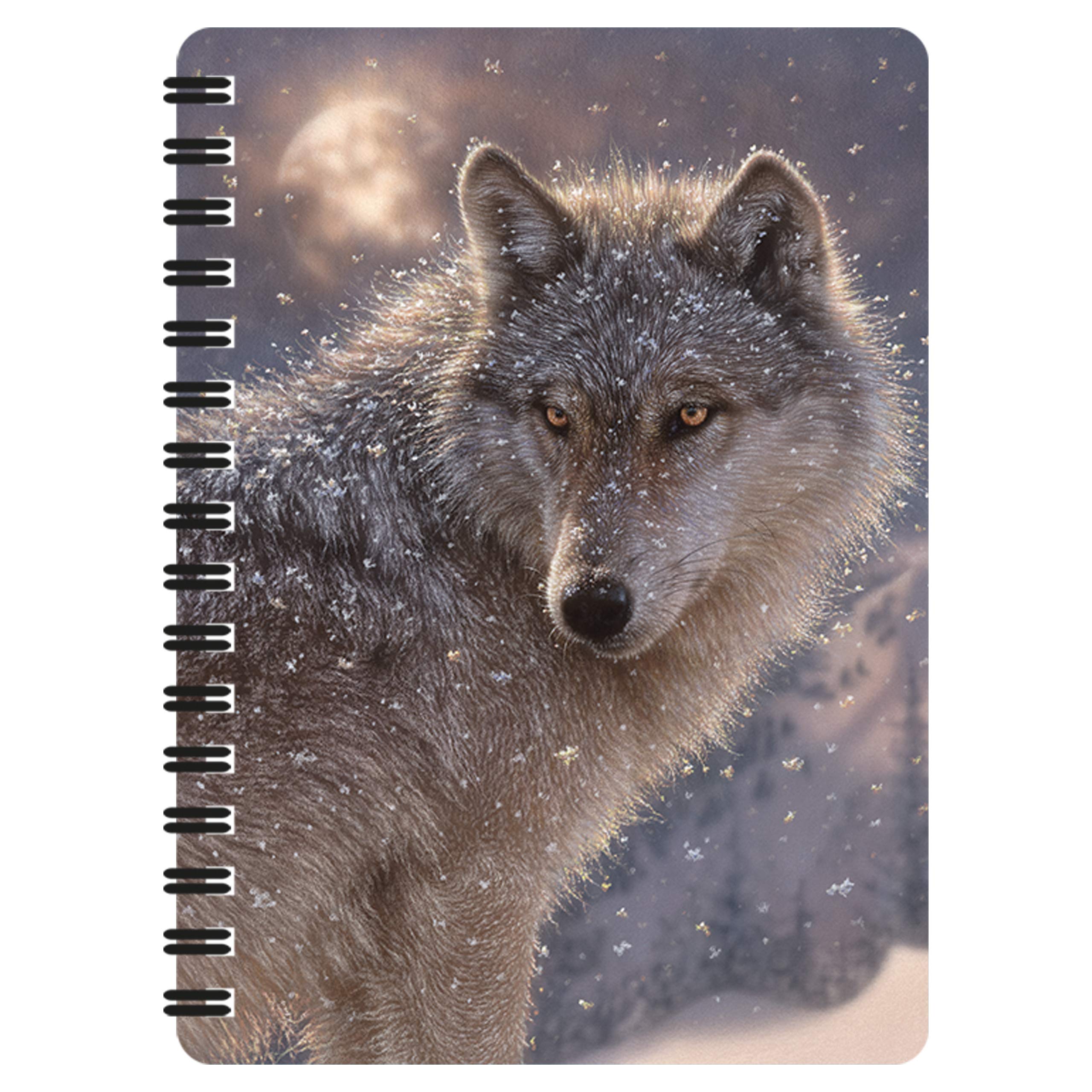 3D LiveLife Jotter - Lone Wolf from Deluxebase. Lenticular 3D Winter A6 Spiral Notebook with plain recycled paper pages. Artwork licensed from renowned artist Collin Bogle