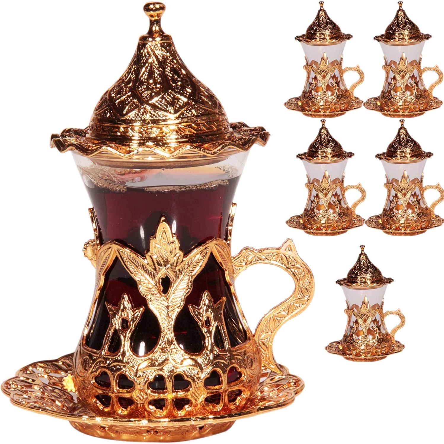 Handgefertigtes türkisches Tee-/Wasser-/Zamzam-Servierset mit Gläsern
