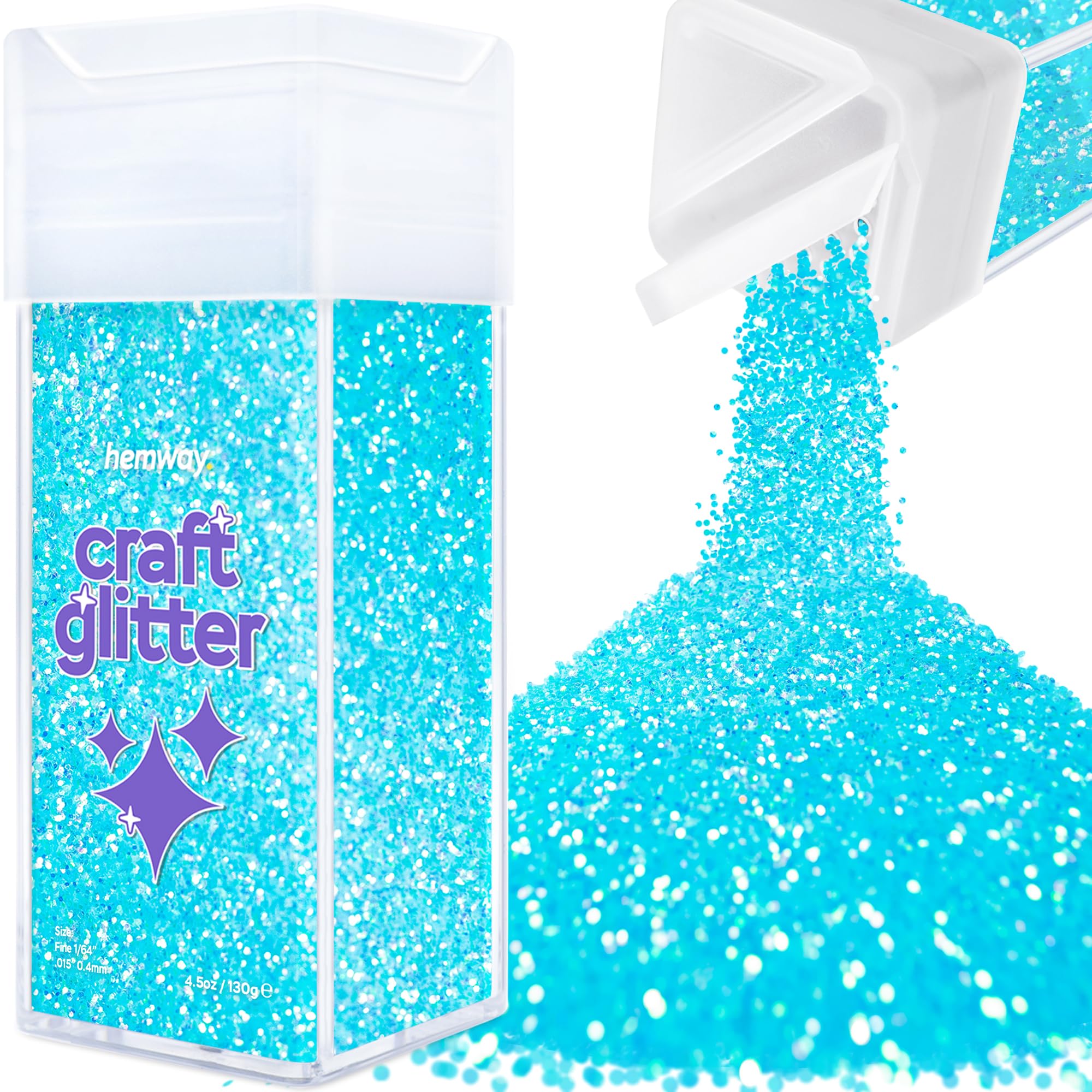 Hemway Glitter Shaker Baby Blue Iridescent 110g Fine, Craft Glitter Shaker for Resin & Epoxy Crafts, Christmas Art Supplies, Nail, Body, Face, Eye, Festival, Crafting, Slime, Sparkle