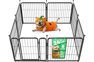 FXW Rollick Unleashed Dog Playpen for Indoor, Yard, RV Camping, 24 inch 8 Panels for Small and Puppy Dogs, Black│Patented