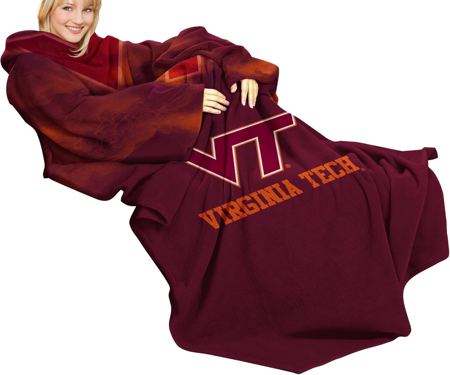 NCAA Virginia Tech Hokies Comfy Throw Blanket with Sleeves