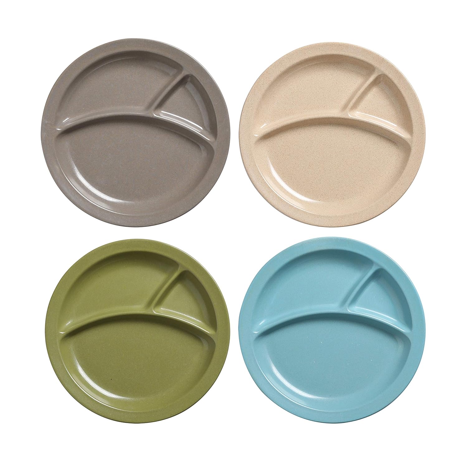 PandaEar Divided Safe Stackable (4 Pack) Authentic Bamboo Baby Toddler Plates Dinnerware, Non-Toxic Dishwasher and Microwave Safe, Eco-Friendly Dinnerware BPA Free(Neutral)