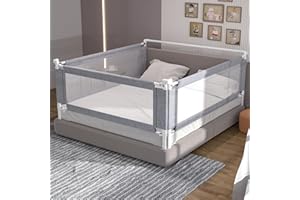 yulongtengfei 3-Piece King Size Bed Rail for Toddlers - Adjustable Baby Bed Rail Guard, Kids Safety Bed Rail for King Size Bed (78.7"x78.7"x74.8"-Grey)
