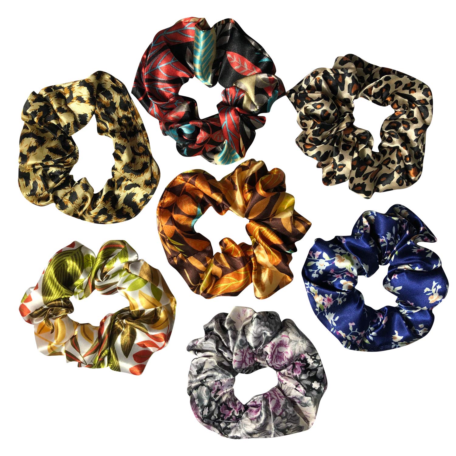 Amazon Com 7 Pack Large Floral Or Leopard Print Sleep Satin Hair