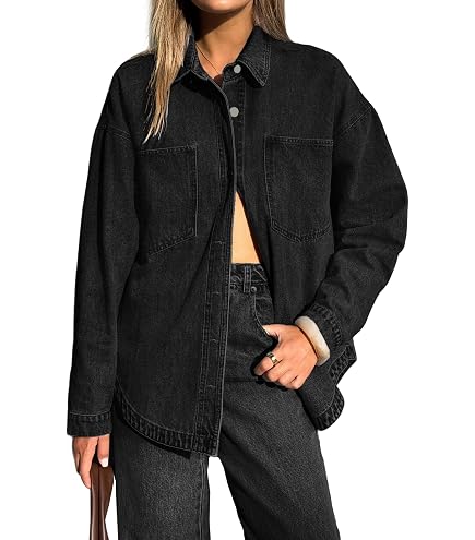 Amazon.com: The Drop Women's Pilar Long Denim Shirt Jacket, Dark