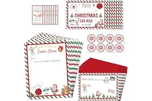 RINOLY 8Sets Letter from Santa Kit,Christmas Official Letters and Certificate from Santa Claus,Include Writing Letter/Nice List Certificate/Envelopes/Tags/Stickers for Kids Family Xmas Party Favors (Red)