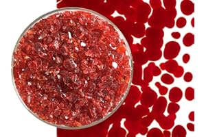 GLACIAL ART GLASS Red Transparent Glass Frit Coarse Bullseye COE 90 Fusible- 4 Ounces