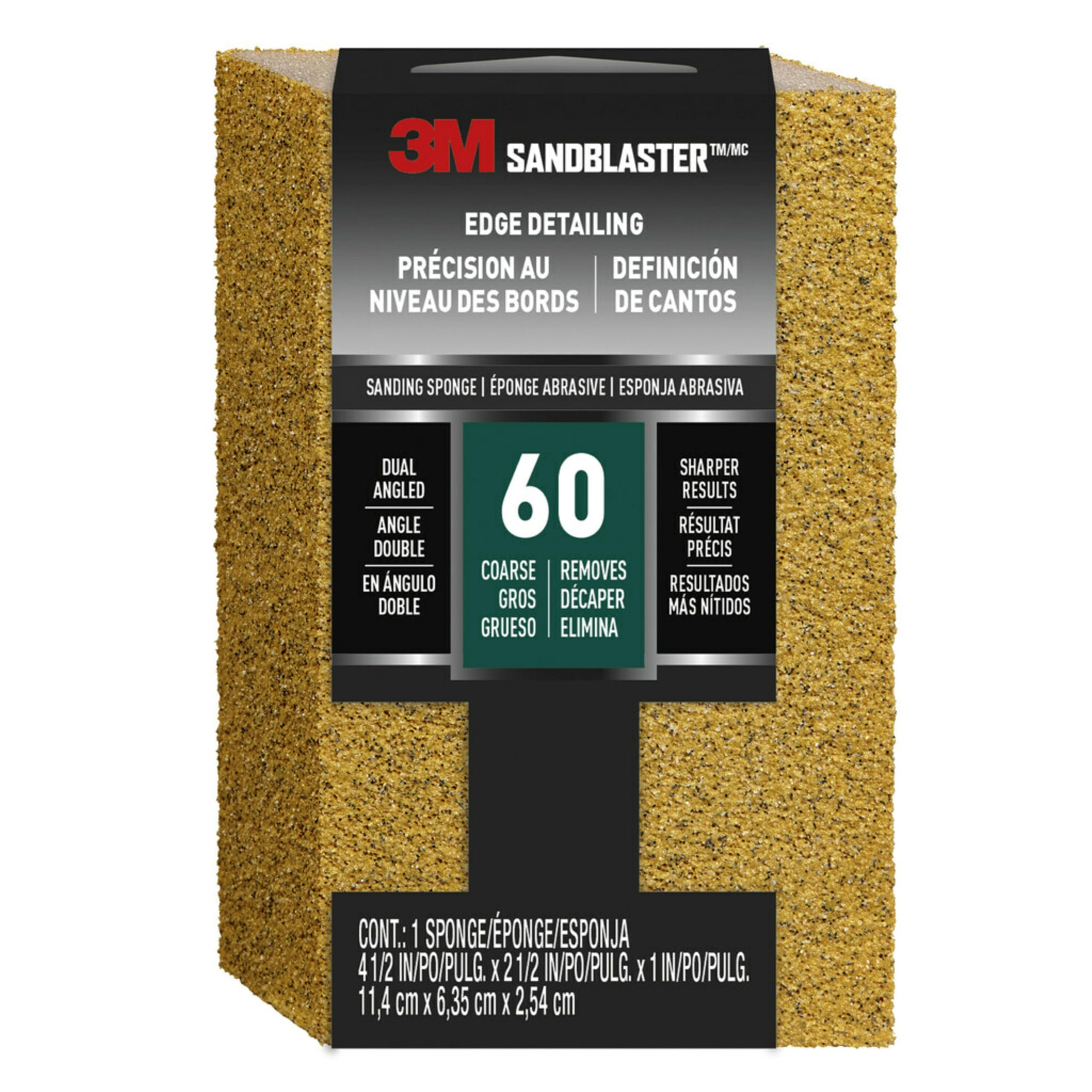 3M P60 SandBlaster Coarse Dual Angle Sanding Sponge for Paint Stripping, 9558 - (Pack of 1)