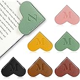 6Pcs Personalized Leather Heart Bookmark with Initial,26 A-Z Letters Cute Corner Book Mark for Reading,Book Page Accessories for Women, Book Lovers, Teachers, Students Gifts