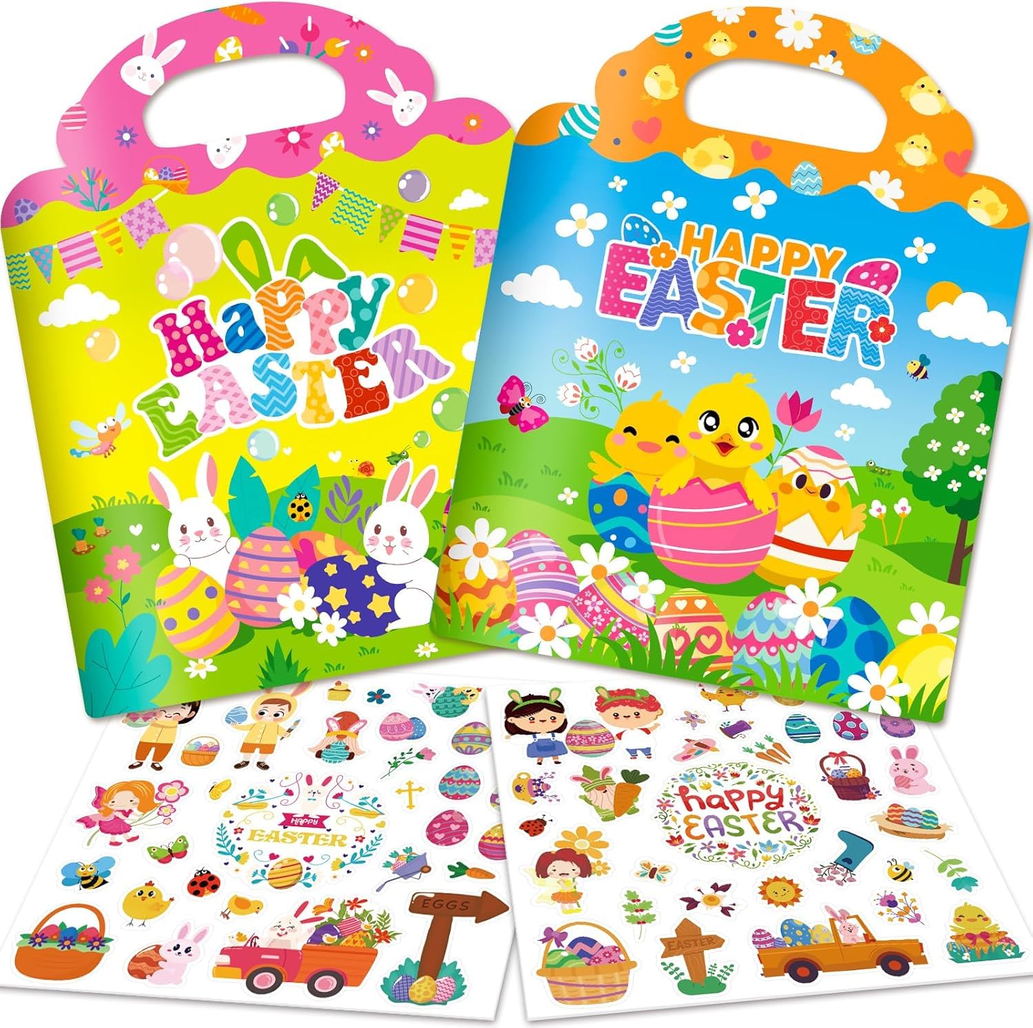 Officygnet 2 Sets Easter Reusable Sticker Books for Kids, Activity Books for Toddlers, Arts and Crafts Removable Jelly Stickers for Kids Ages 3-5, Easter Toys Gifts Basket Stuffers Essentials for Kid