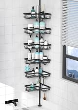 KEGII Telescopic Shower Caddy 6 Tiers Corner Adjustable Stainless Steel Black view 8
