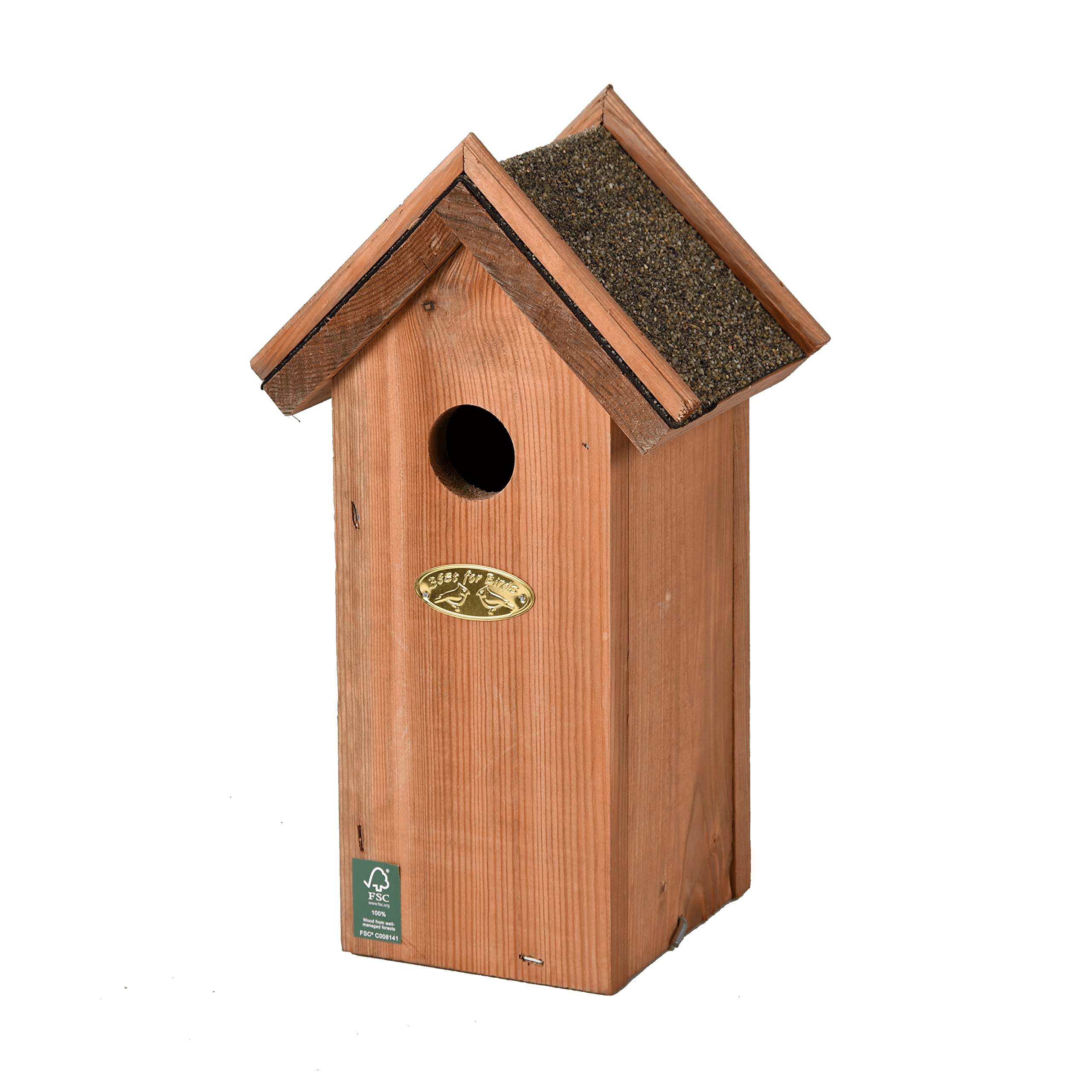 Esschert design NK02 27 x 17 x 12cm Nest Tit Wood Box Bitumen Roof - Brown