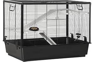 PawHut Guinea Pig Cage, 3-Tier Rabbit Hamster Chinchilla Rat Cage, Portable Small Animal Habitat with Food Dish, Water Bottle