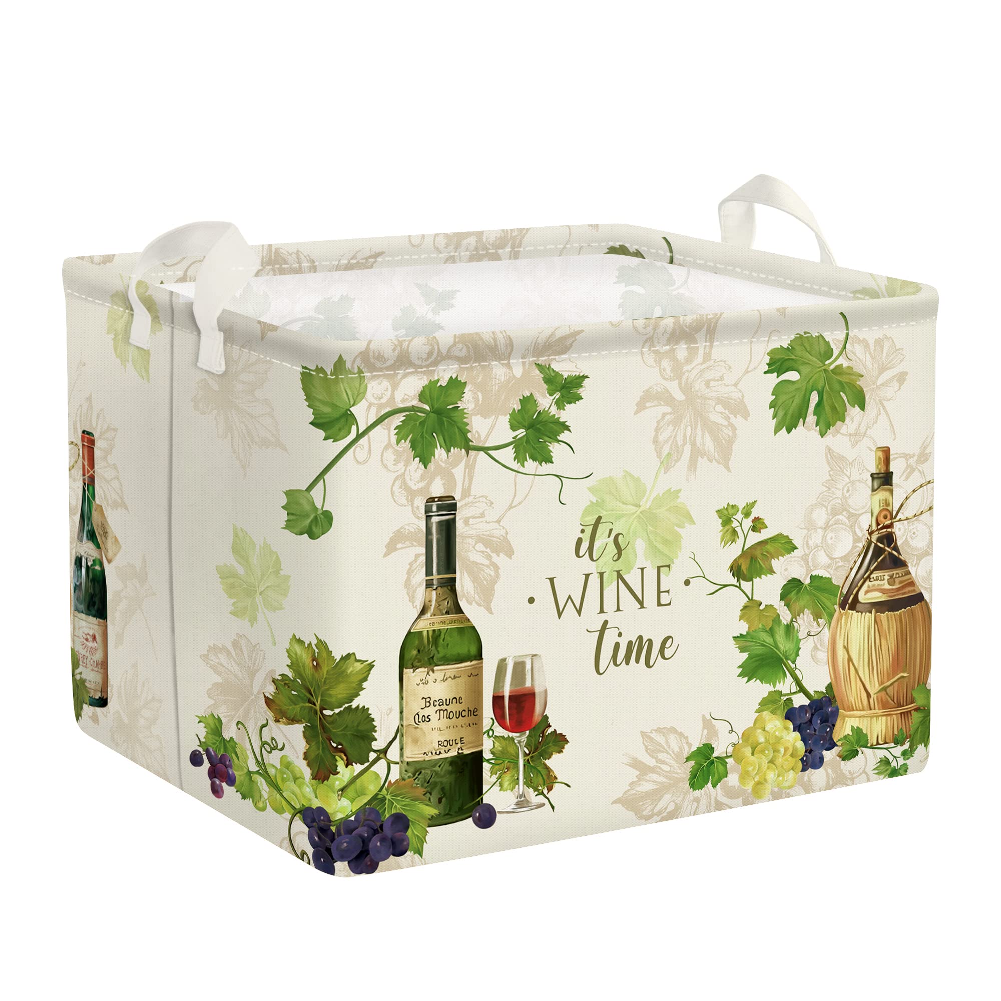 Clastyle Waterproof Retro French Manor Beige Storage Baskets for Wine Book Kitchen Outdoor, 15.7x11.8x11.8 in