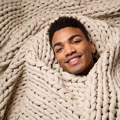 Bearaby Weighted Blanket 15 lbs (40"x72") – Driftwood Blanket Recycled Polyester – Eco-Friendly, Heavy Throw for Adults – Soft, Breathable, Sustainable Comfort
