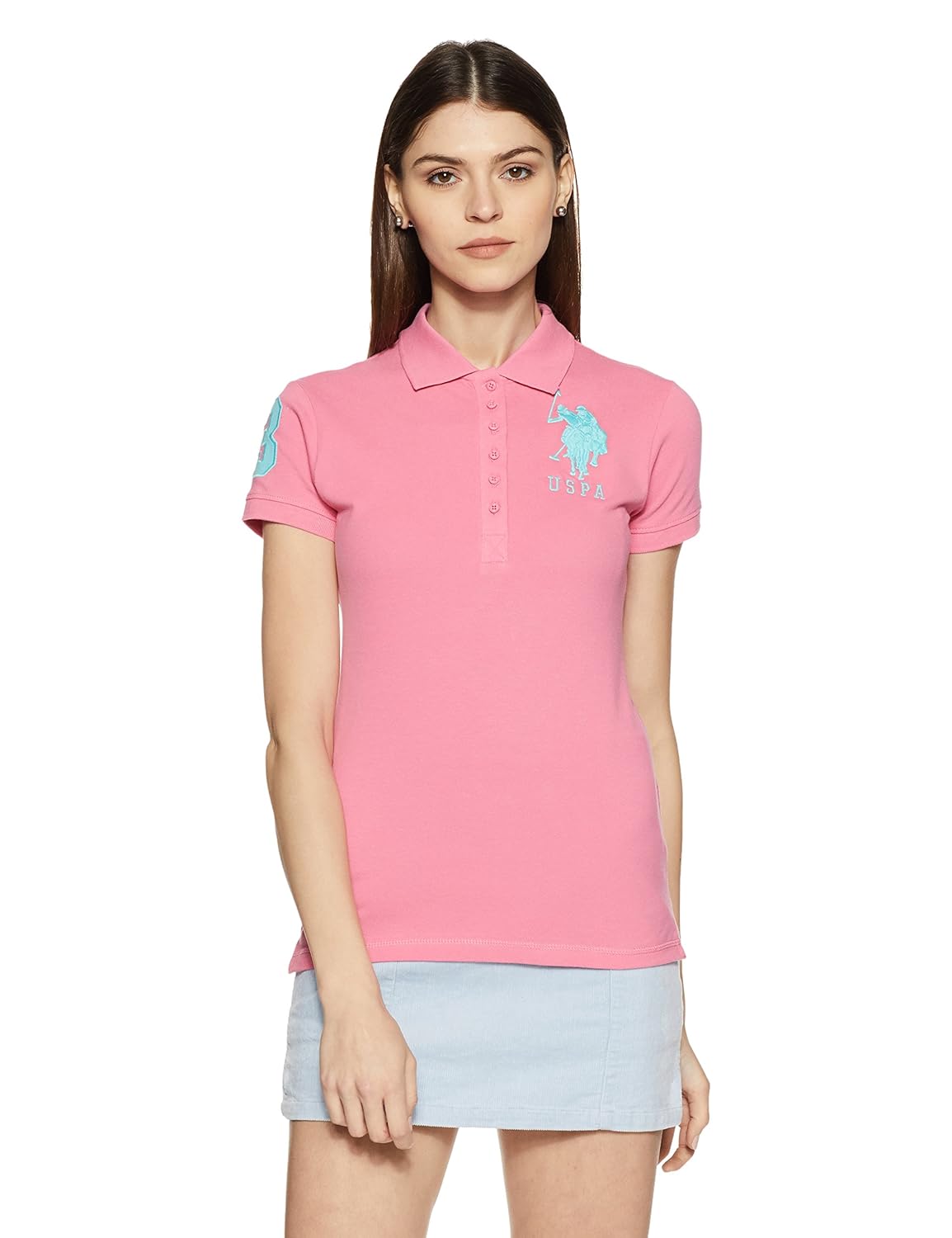 us polo association us polo women's band collar t-shirt