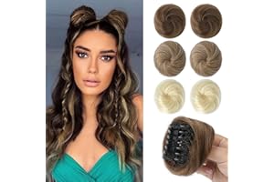 REECHO 2 PCS Mini Claw Clip in Messy & Cat Ears Hair Bun Extensions HB001 Wig Accessory Updo Hairpieces for Women Girls (Pack of 2-3" Straight, Light Chocolate Brown)