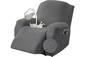 GENINA Gennia Waterproof Recliner Chair Cover,Stretch Reclining Sofa Covers with Pockets,Washable Lazy Boy Recliner Slipcovers,Leakproof Couch Protector for Kids, Pets, Dog and Cat (1 Seat, Dark Gray)