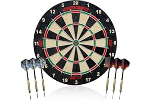 WAKEFA Bristle Dart Boards for Adults: Steel Tip Dart Board Set, Professional Dartboard and Darts in Game Room/Bar/Office, Regulation Size High Grade Sisal Dartboards with 6 18g Metal Tip Darts
