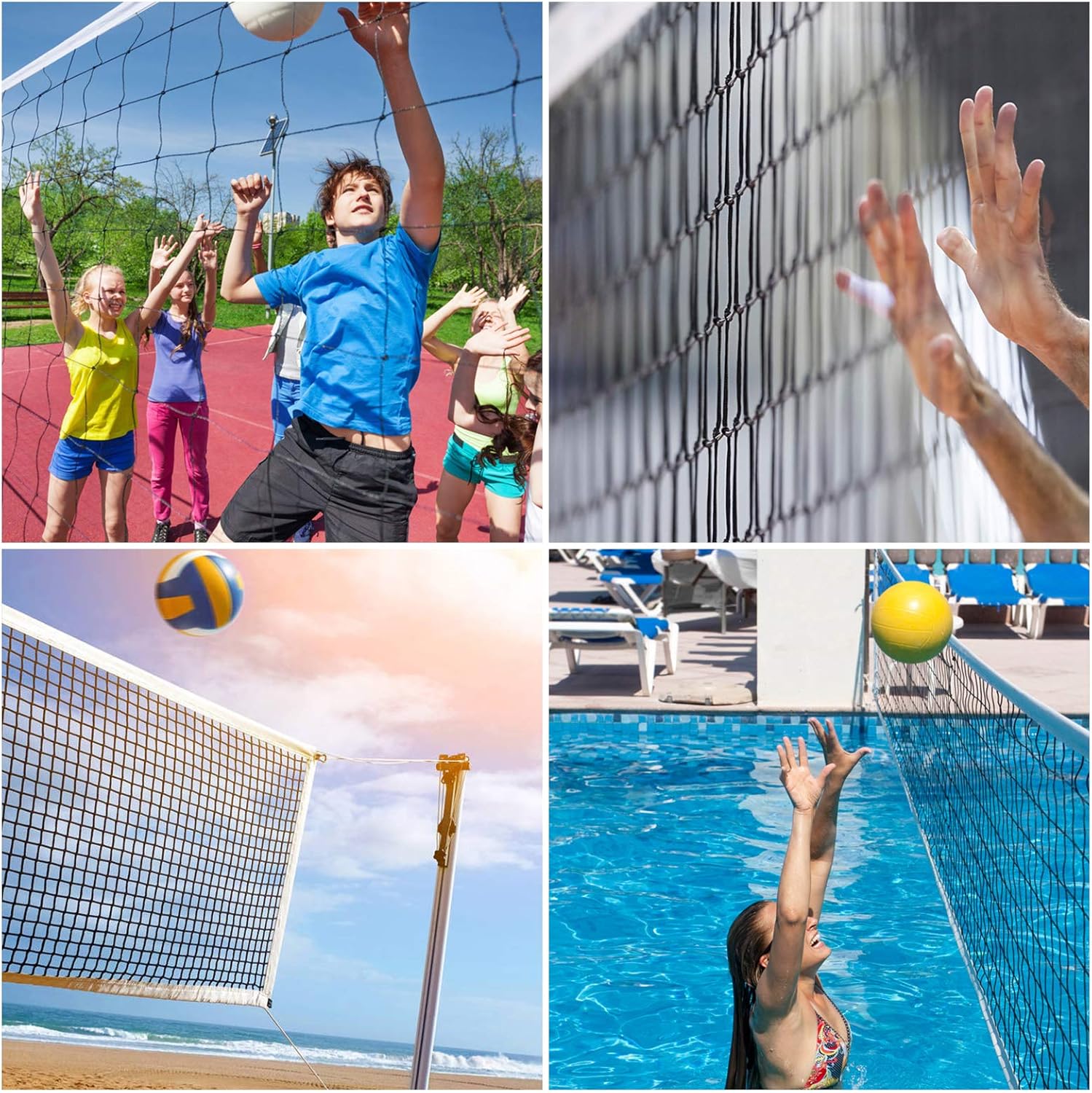 ATINUS Volleyball Net, Portable Volleyball Net for Pool Beach Indoor and Outdoor Play with Steel Cable Rope (32 FT x 3 FT) Poles Not Included : Sports & Outdoors