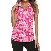 Tanst Sky Women's Sleeveless Golf Polo Shirts Quarter Zip Workout Tank Top Moisture Wicking Clothes