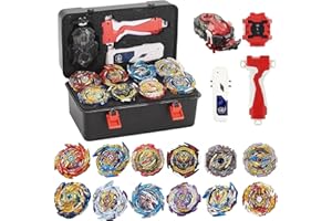 OWENKELNG Bey Battle Burst Gyro Blade Toy Set Gift with Portable Box 12 Spinning Tops 2 Two-Way Launcher Metal Fusion Attack Top Battling Game Gift for Boys Children Kids