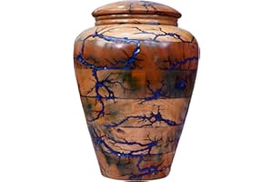 Blue Wooden Cremation Urn for Adults - Personalized Burial Urn with Box for Ashes