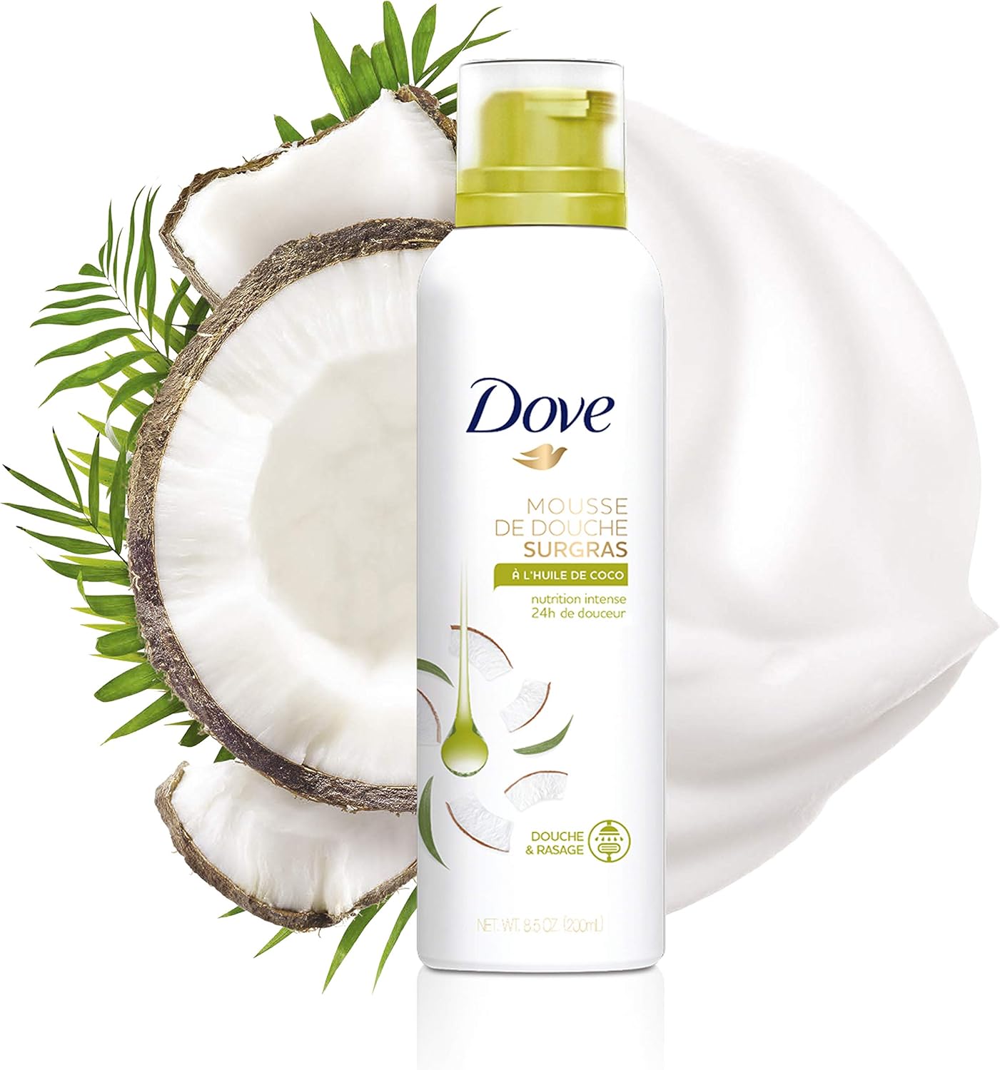 Dove Shower Mousse Coconut Oil, 200 ml, Pack of 6 BigaMart