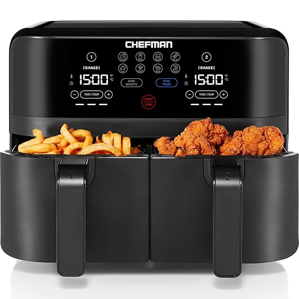 CHEFMAN TURBOFRY TOUCH DUAL AIR FRYER, MAXIMIZE THE...
