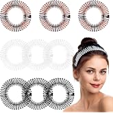 Chedin Flexible Comb Headband,9 Pcs Plastic Circular Stretch Hair Headband with Teeth,Non Slip Comb Headbands for Women Girls,Classic Design Curly Hair Headwear Accessories