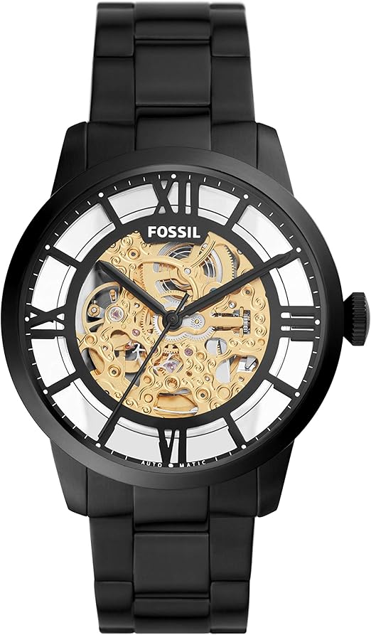 Fossil Men's Townsman Automatic Watch with Stainless Steel Strap, Black