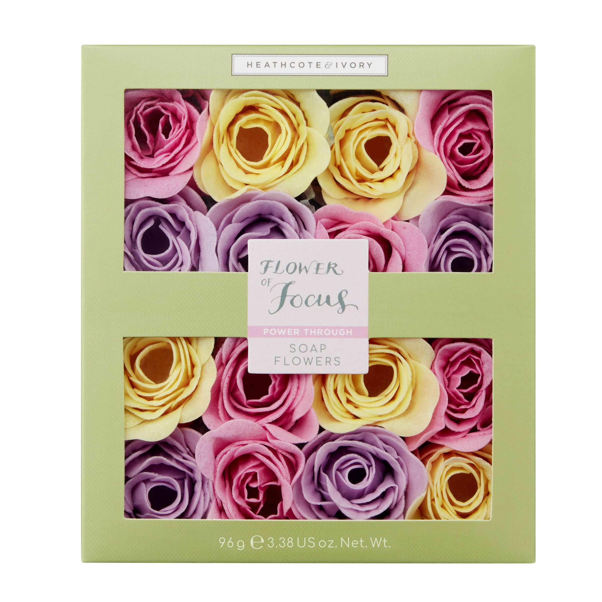 Heathcote & Ivory Scented Soap Flowers 96g, Essential Oil Fragrance, Rosemary, Relaxing Bath Spa, Travel Size, Vegan and Cruelty Friendly, Beauty Flower Gift Box