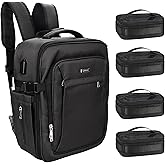 Relavel Makeup Backpack - Extra Large Train Case with 4 Pack Clear Bags, Professional Makeup Artist Kit Set Bag