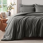 Voguease Queen Comforter Set, Comforters Queen-Size Luxury Ultra-Soft Jersey Knit Bedding Sets, Dark Grey Lightweight Down Alternative Bed Comforter Queen for All Season, 3 Piece