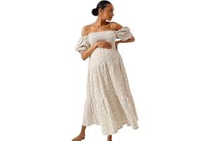 NOTHING FITS BUT Women’s Cotton Modal Kiko Pregnancy Maternity Dress, Casual Floral Maxi Maternity Gown for Baby Shower