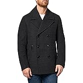 KARL LAGERFELD Men's Outerwear Plaid Peacoat