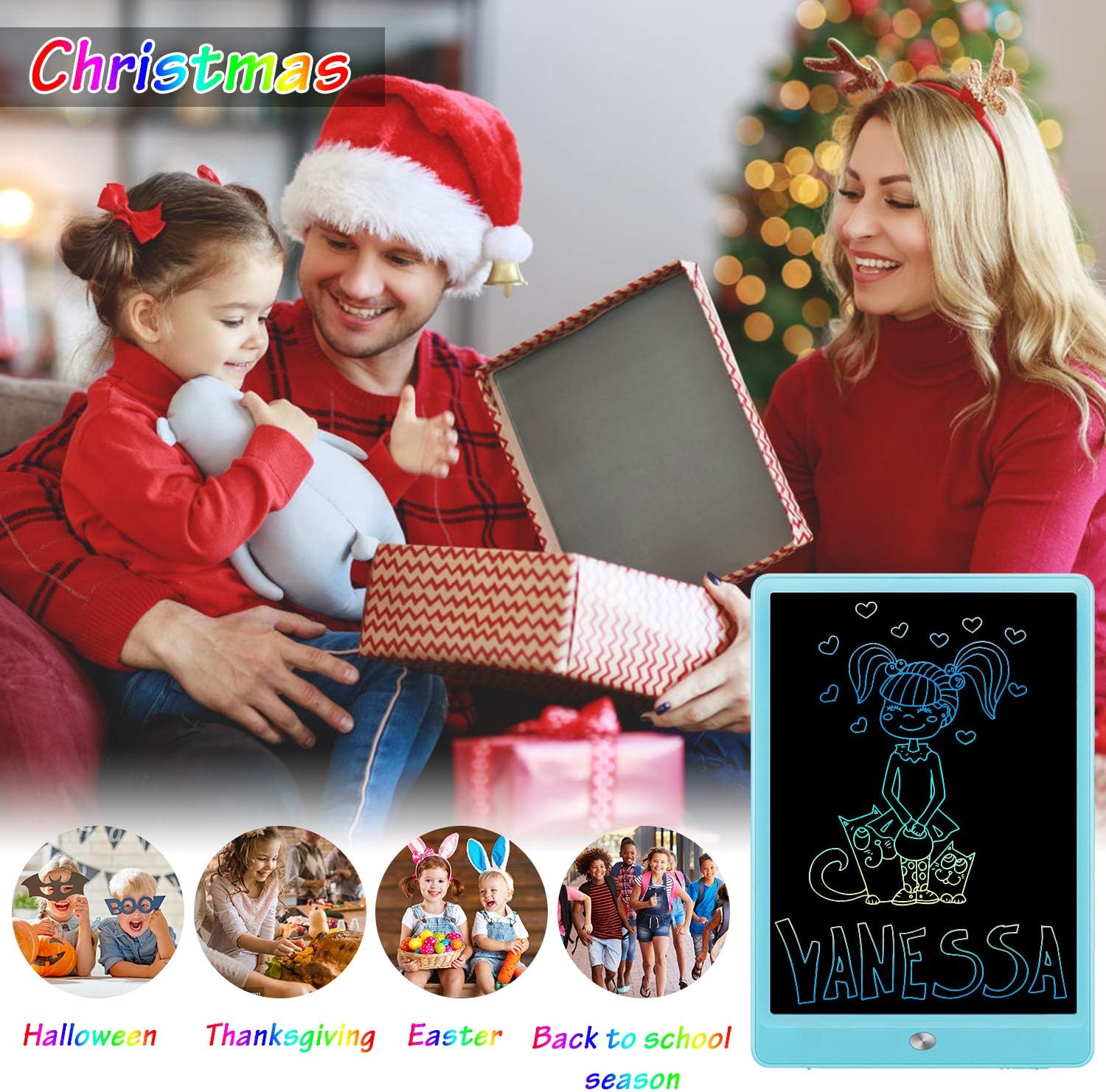 FLUESTON LCD Writing Tablet 10 Inch Drawing Pad, Colorful Screen Doodle Board for Kids, Traveling Gift Toys for 2 3 4 5 6 Year Old Boys and Girls: Computers & Accessories