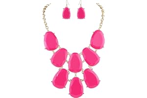 Firstmeet Chunky Bubble Statement Collar Necklace with Earrings for Women