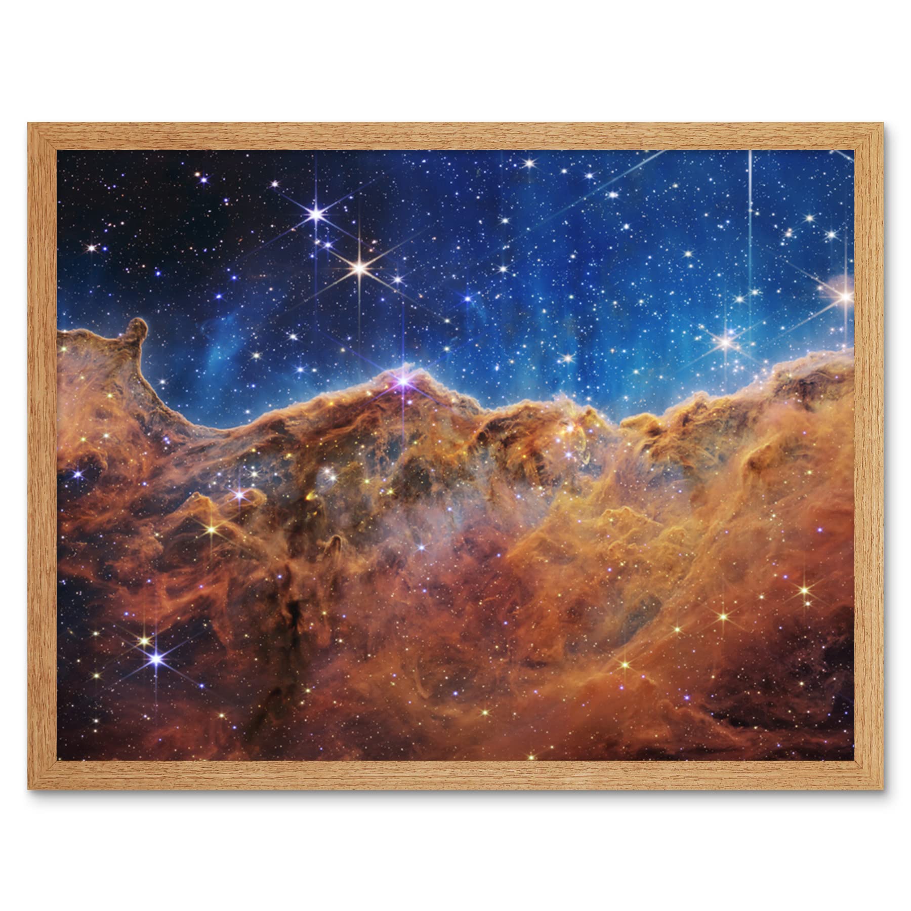 Artery8 NASA James Webb Space Telescope Cosmic Cliffs in the Carina Nebula NGC 3372 NIRCam Image Art Print Framed Poster Wall Decor 12x16 inch