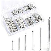 Ywmimn 280 Pcs Nail Assortment Kit, 6 Sizes Finishing Nails for Hanging Pictures, Maximum Length 2 Inches Galvanized, Long and Small Nails for Wall Art