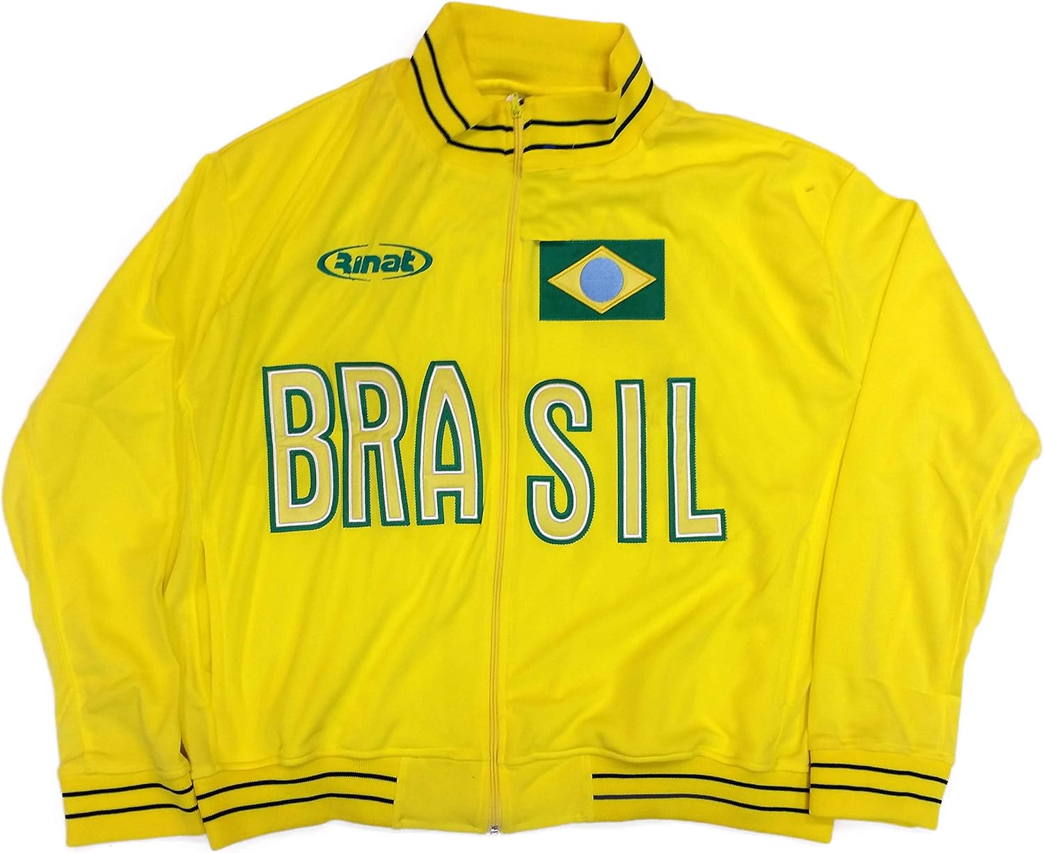 Men DGRE Sports Mens Brasil Soccer Football Track Jacket Yellow Full Zip Sporting Goods