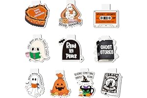 LUIQS VENS 10Pcs Halloween Ghost Magnetic Bookmarks - Funny Spooky Reader Bookmarks for Reading, Cute Ghost Pumpkin Book Mark Clips Fall Page Markers for Book Lover Students Teachers Halloween Bookish Gifts