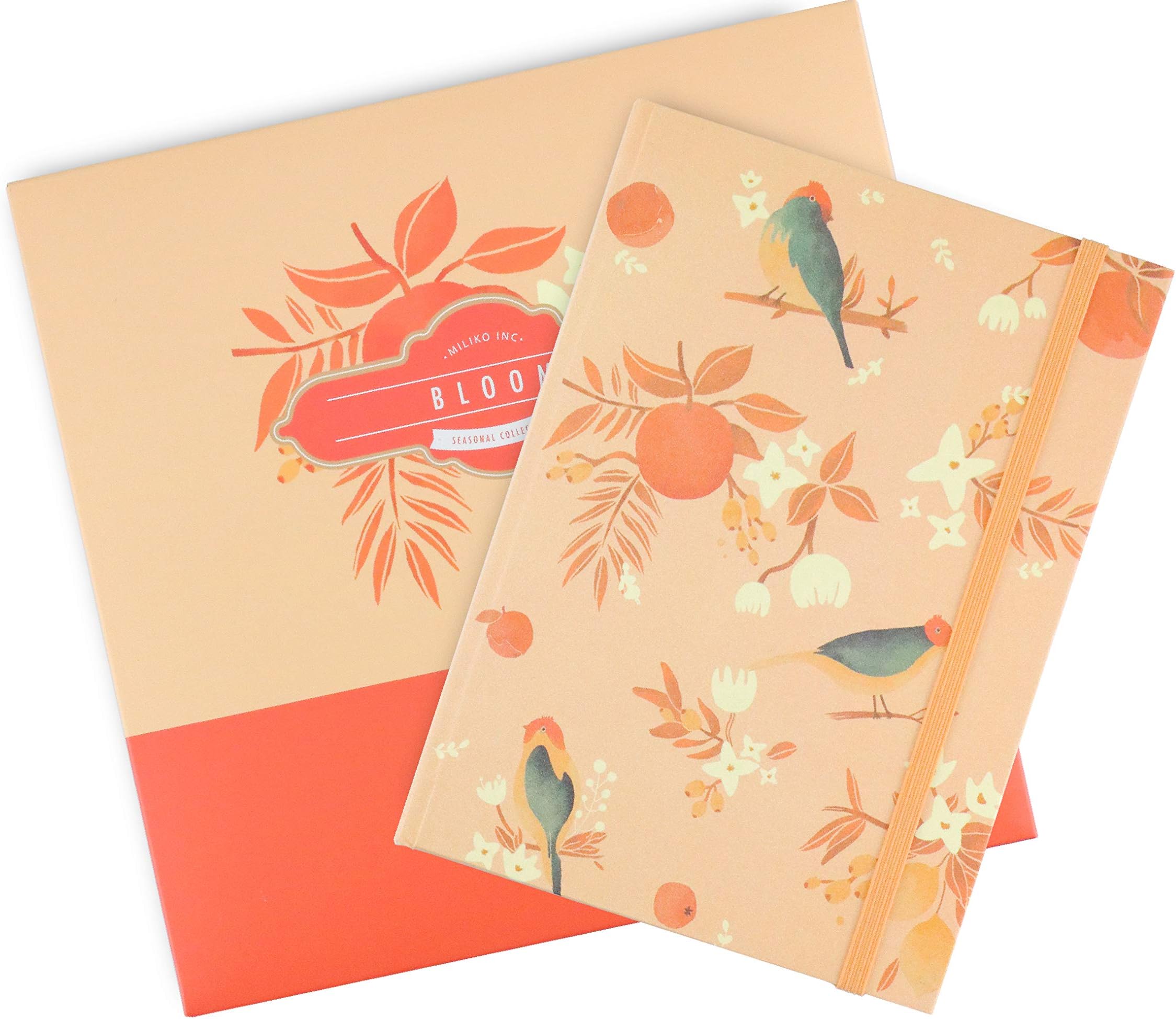 Miliko Seasonal Collection Hardcover Banded Notebook/Journal Gift Set-5.25 Inches x 7 Inches College Ruled Notebook, Multi-Color Ballpoint Pen, Ruler and Decoration Washi Tape Included(Spring)…