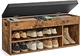 VASAGLE Shoe Bench with Cushion 3 Compartments Rustic Brown LHS130B01